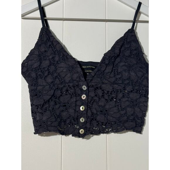 Urban Outfitters Bright Star Black Lace Button-Through Cami Tank Top Small - Picture 7 of 7